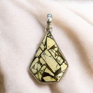 Honey Dahlia Turquoise Gemstone Pendant in sterling silver overlay 925